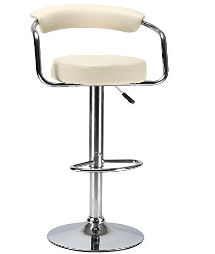 BAR STOOL FAUX LEATHER CHROME METAL BASE