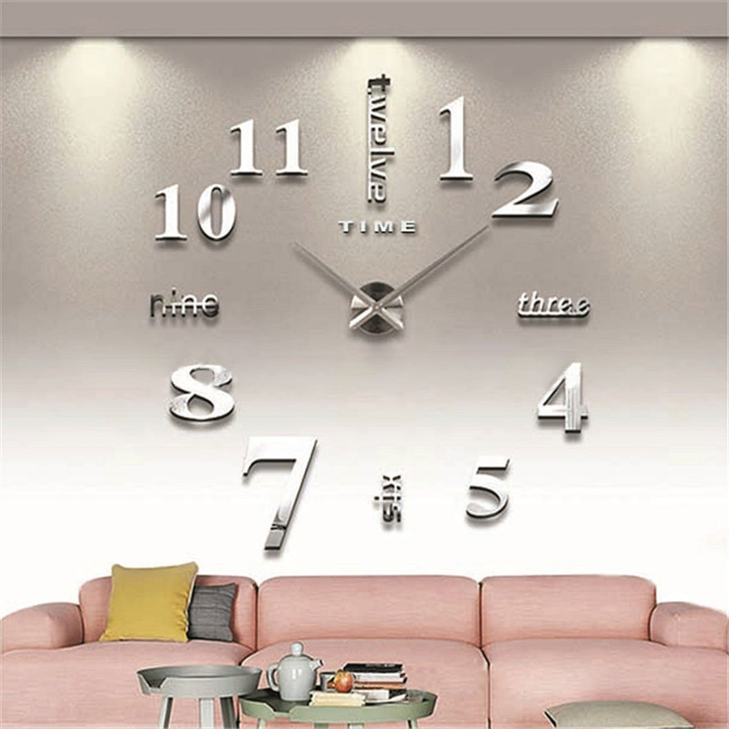 Large 3D Wall Clock Numbers Letters