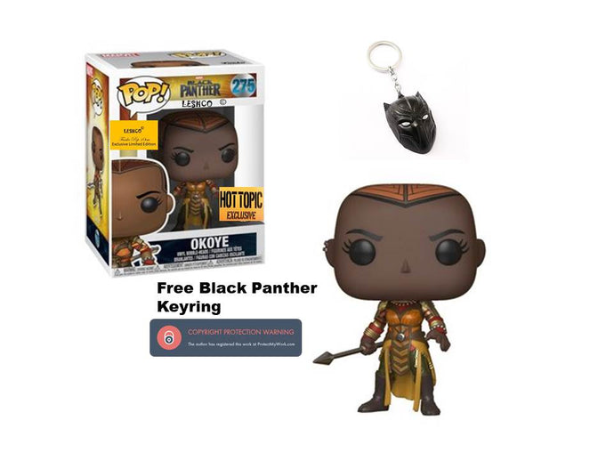 Black Panther Pop Vinyl Okoye #275 With Free Black Panther Hottopic Keyring Exclusive 2018 Edition